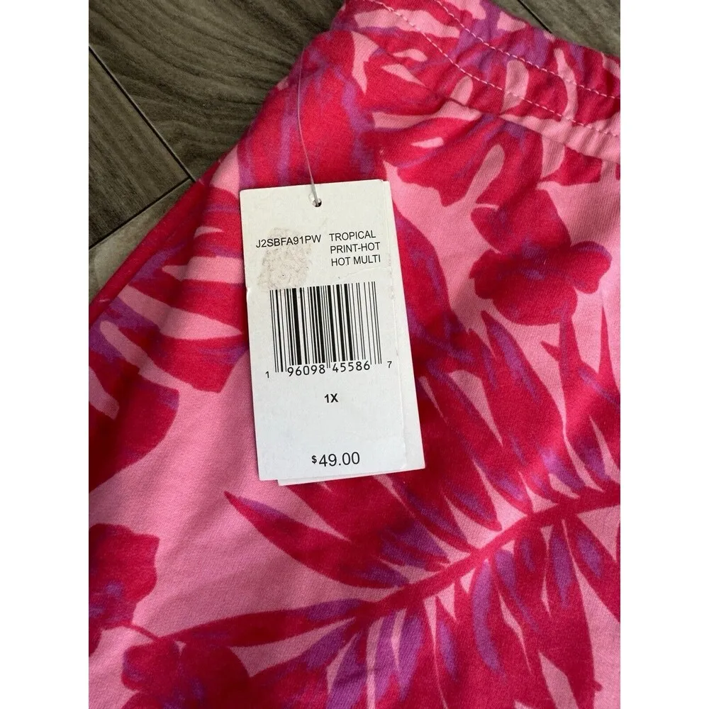 Juicy by Juicy Couture Skort Womens Size 1X Pink Floral Leaf Hawaiian Beach - Image 7