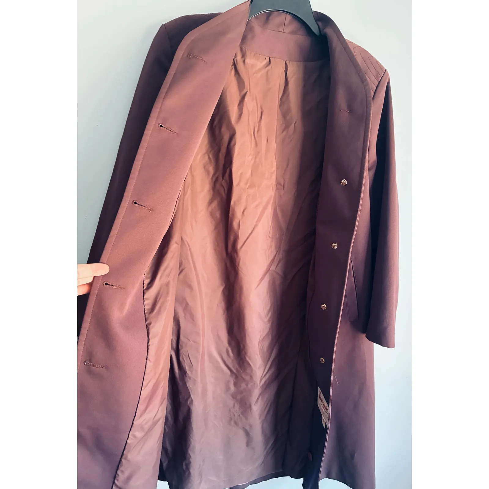Vintage Forecaster of Boston Plum Long Trench Coat Size 13/14 (M) Made in USA Purple Size M - Image 5