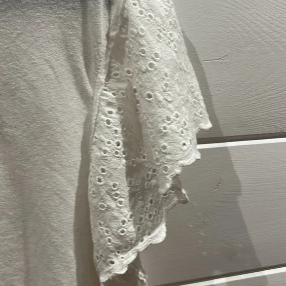 ALL SAINTS EYELET SLEEVES linen blend small‎ TOP - Image 2