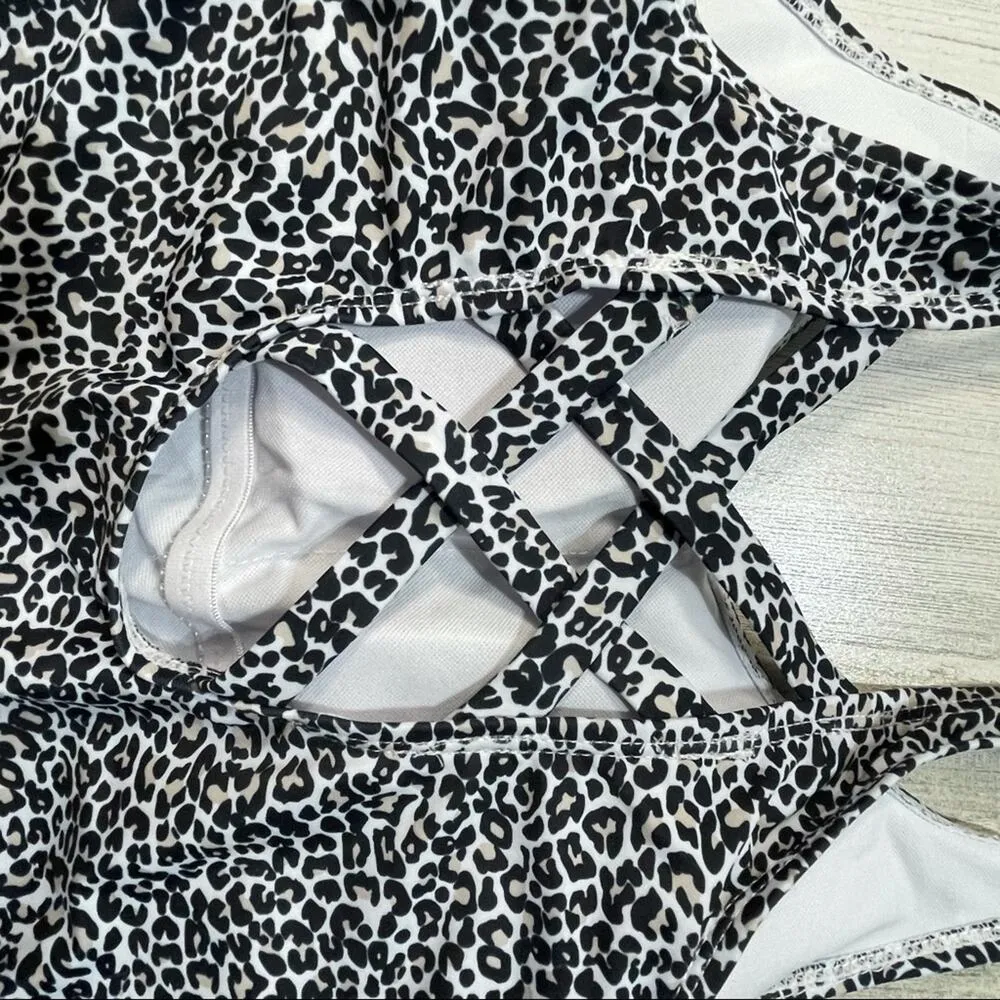 Exlura Swim Suit One-Piece Strappy Back Animal Print - Image 5