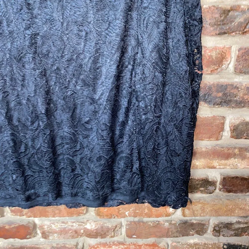 Ashley Stewart Black Lace Pull-On Knee Length Skirt Women's Size 26/28 - Image 3