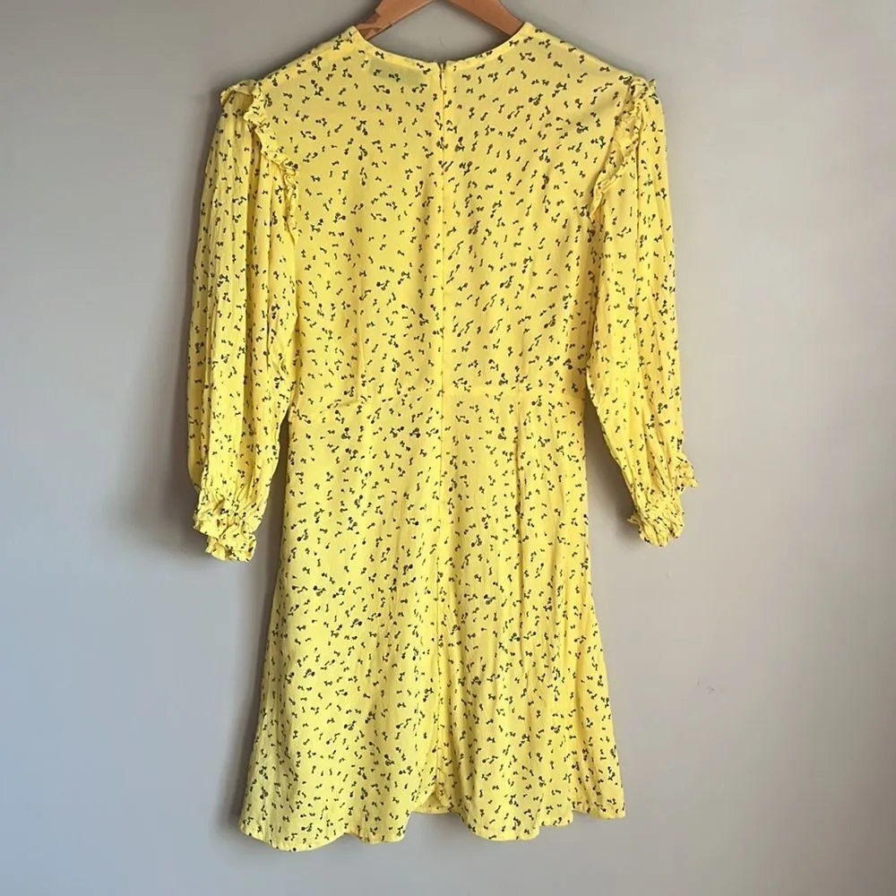Faithfull The Brand Edwina Mini Dress In La Fica Floral Yellow - Image 4