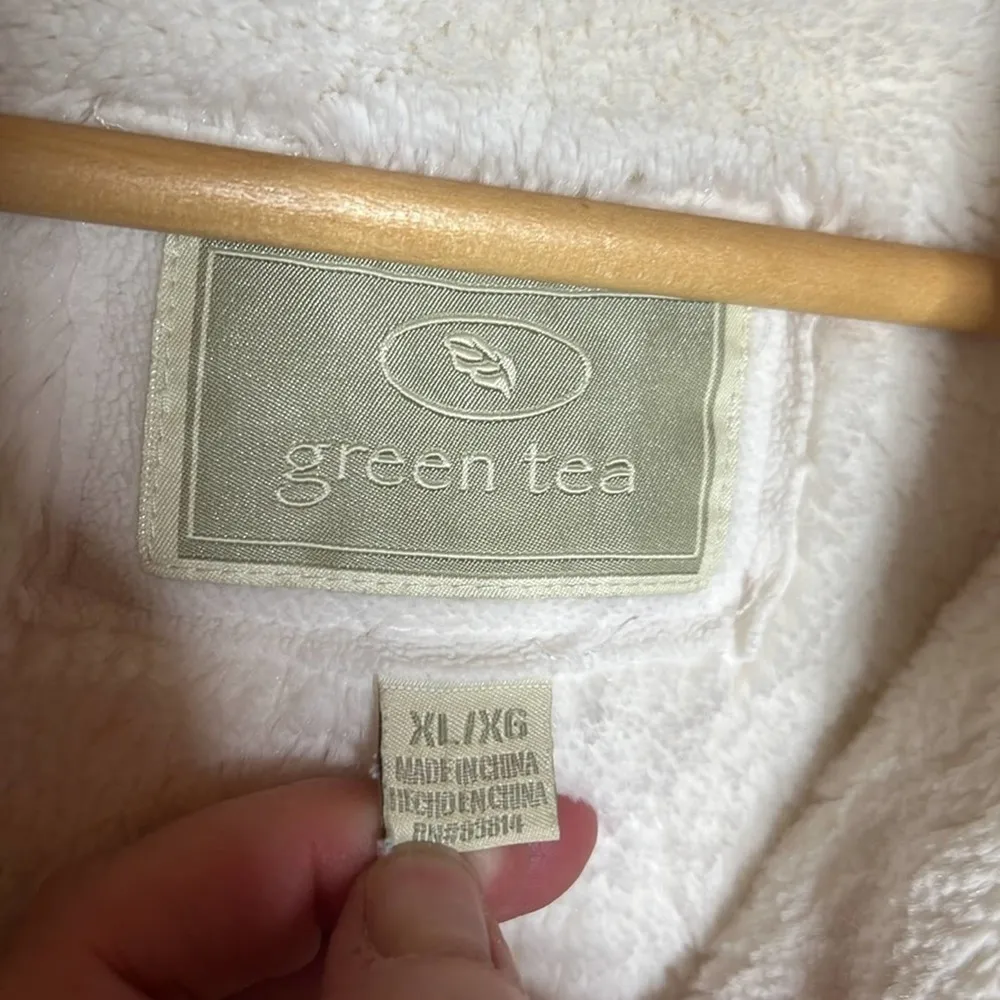 GREEN TEA Fleece Jacket with Sherpa Faux Fur Lining Cream Size XL - Image 5