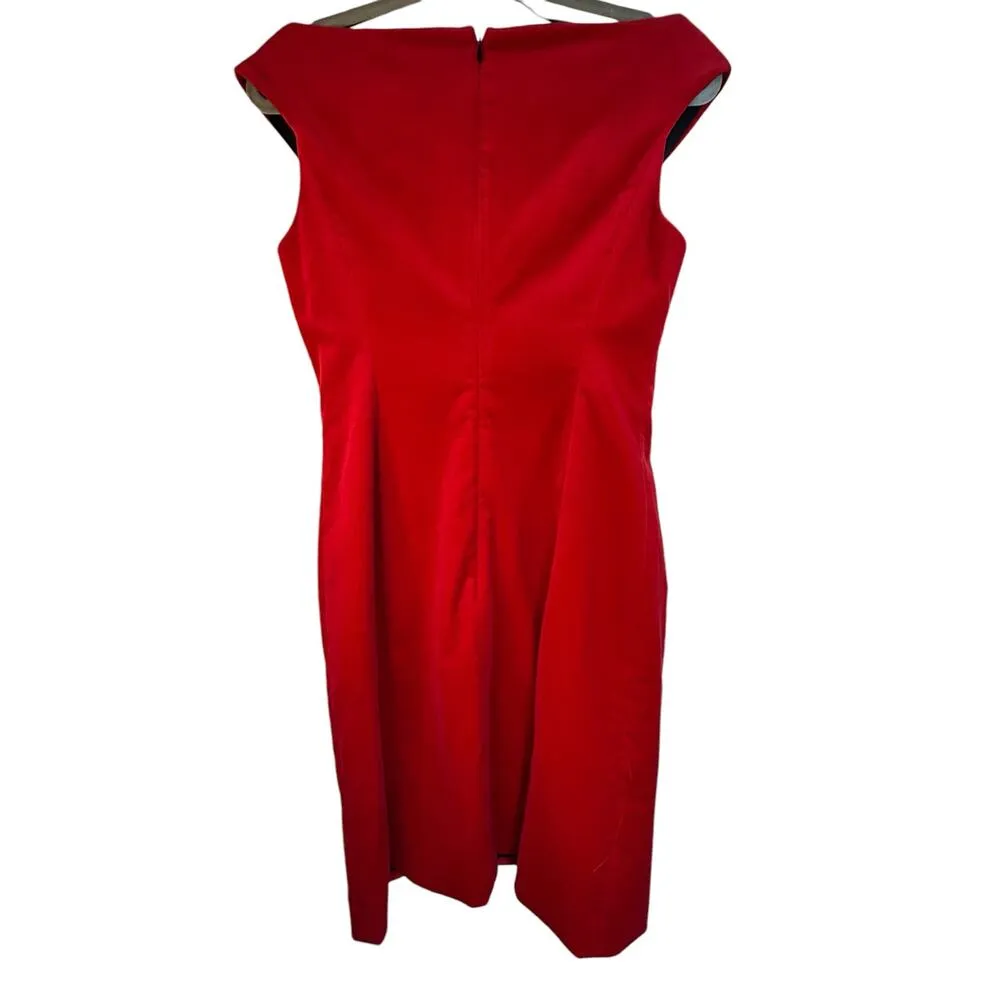 Theory Red Velvet Sleeveless Off Shoulder Dress - Size 4 - Image 12