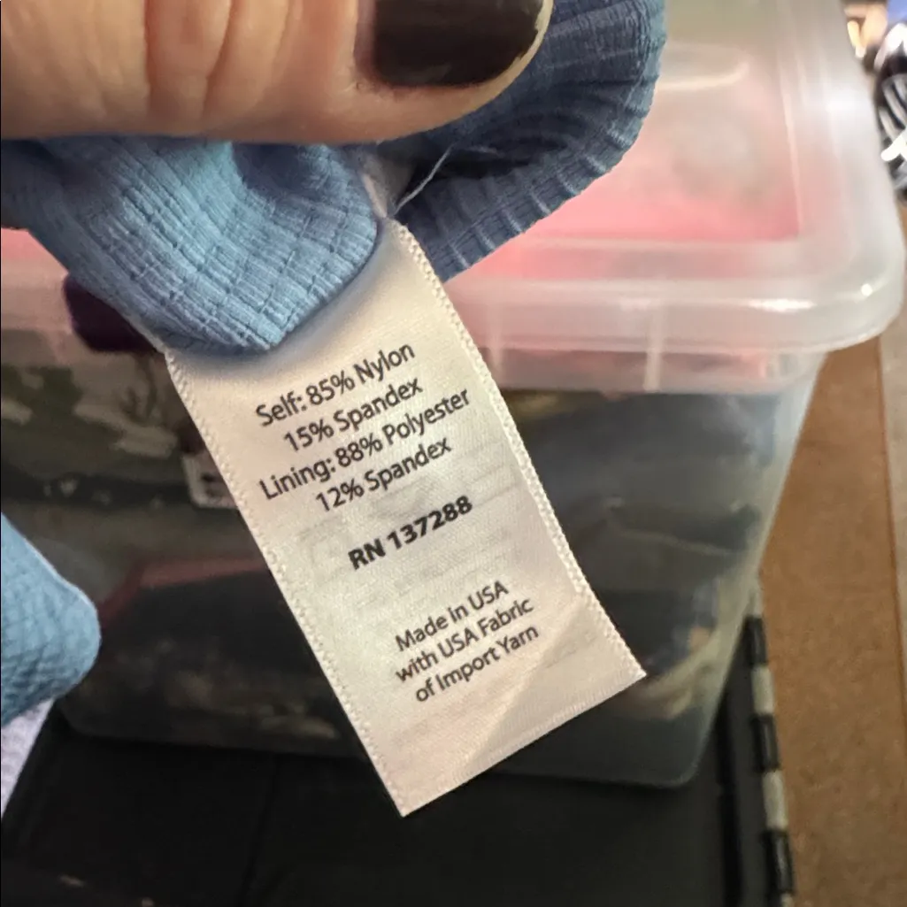 Year of Ours Blue and Purple Thermal Bralette NEW crisscross stretch lined small - Image 3