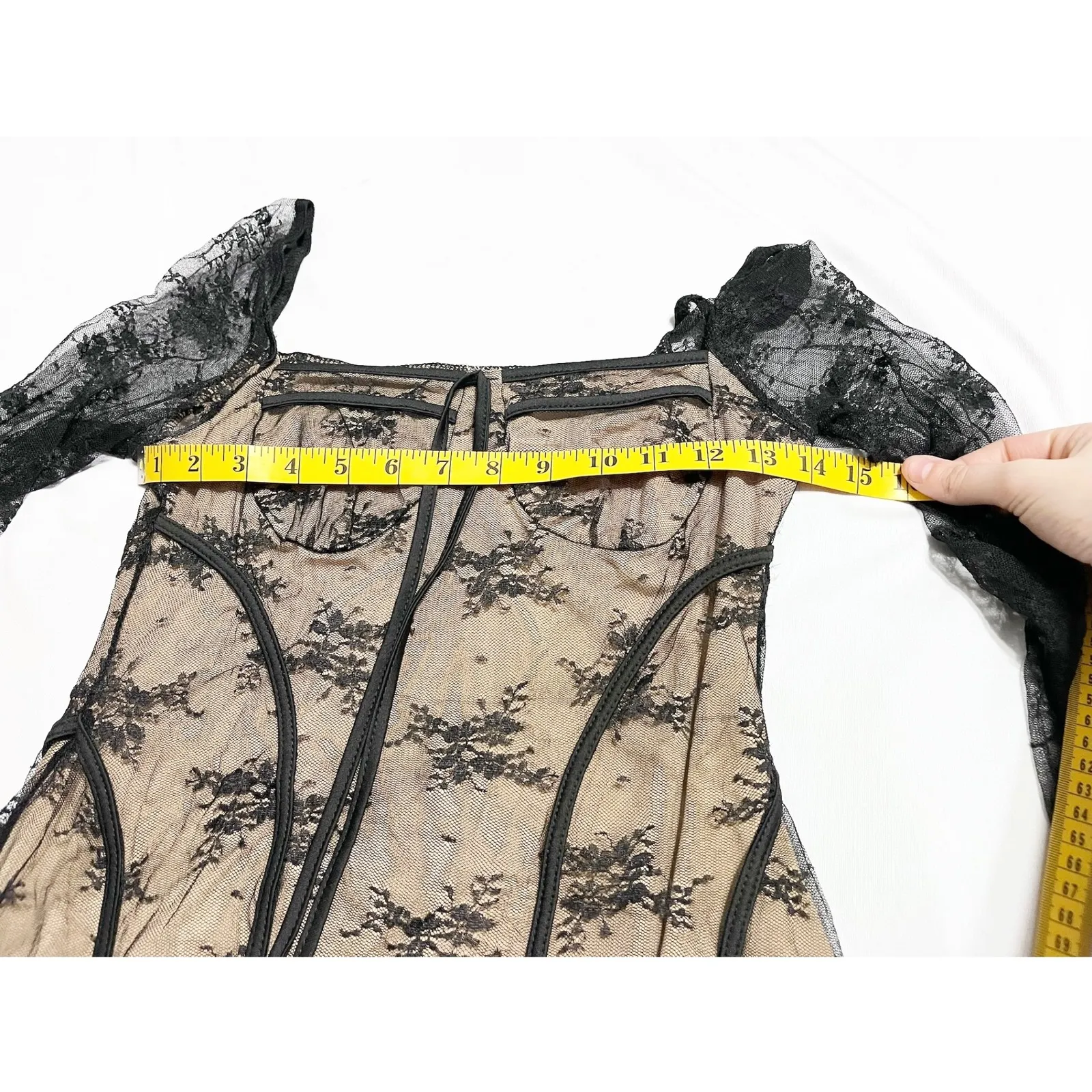 Womens Whismisgoth Black Lace‎ Vampy Witchy Long Sleeve Dress Square Neck Size M Size M - Image 7