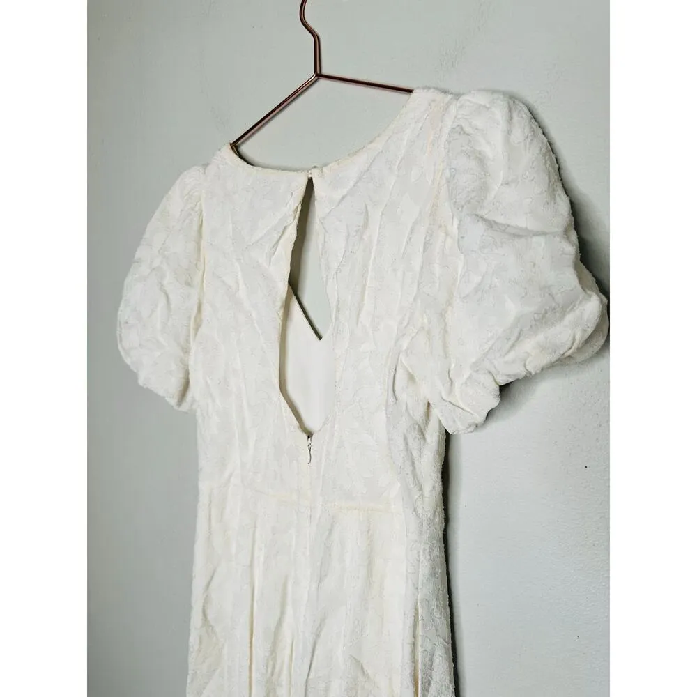 CLUB MONACO White Open Back V-Neck Textured Style Tie Back Jumpsuit Size 4 - Image 10