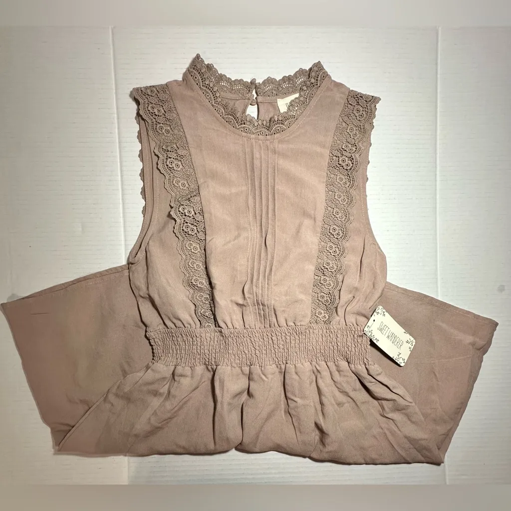 Sweet‎ Wanderer Women’s Brown Sleeveless Midi Elastic Waist Dress in Size L NEW - Image 3