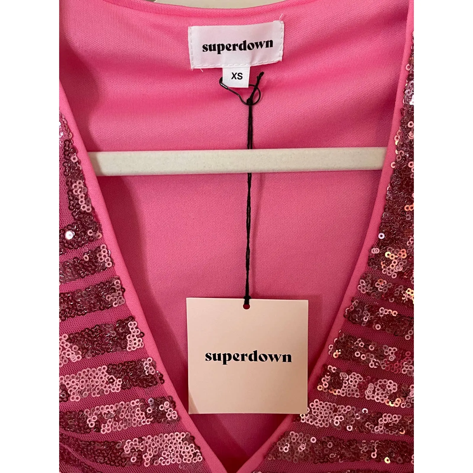 superdown Pink Sequin Midi Dress - Image 7