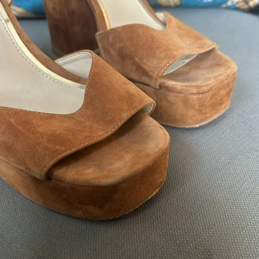 Kenneth Cole Women's Brown Dolly 115 Leather Platform Heeled Sandal Size 9.5 - Image 5