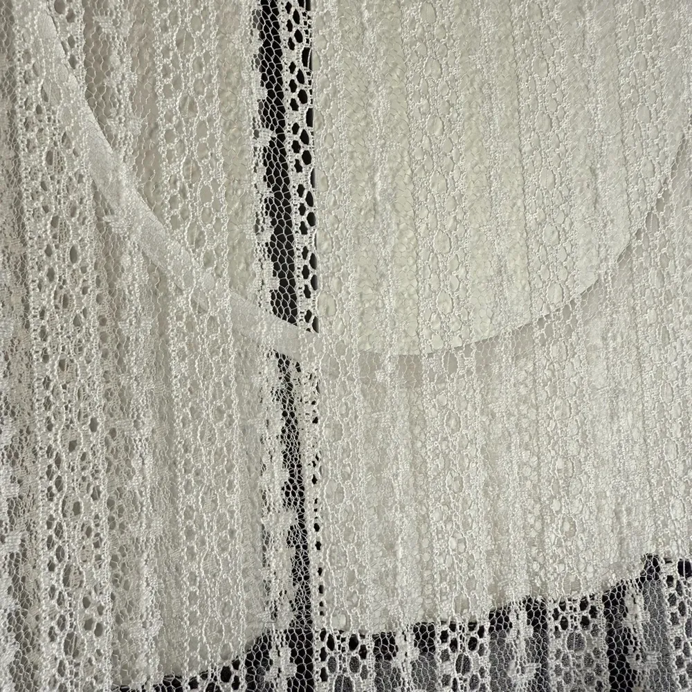 Romantic Lace Stripe Tunic Black White Sheer Babydoll Grunge Chic Top Size Large - Image 10