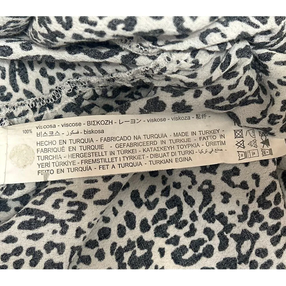 Zara Black White Leopard Animal Print Long Sleeve Mock Neck Midi Dress Size S - Image 4