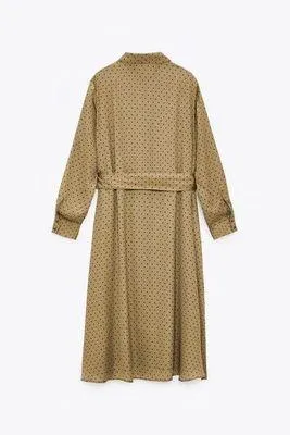 Polka Dot Satin Button Down Midi Dress - Image 5