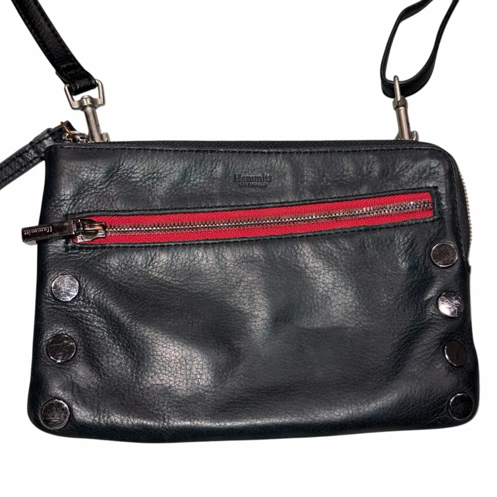 Hammitt Black & Gunmetal Leather Nash Small Crossbody Purse Bag Shoulder Bag - Image 2