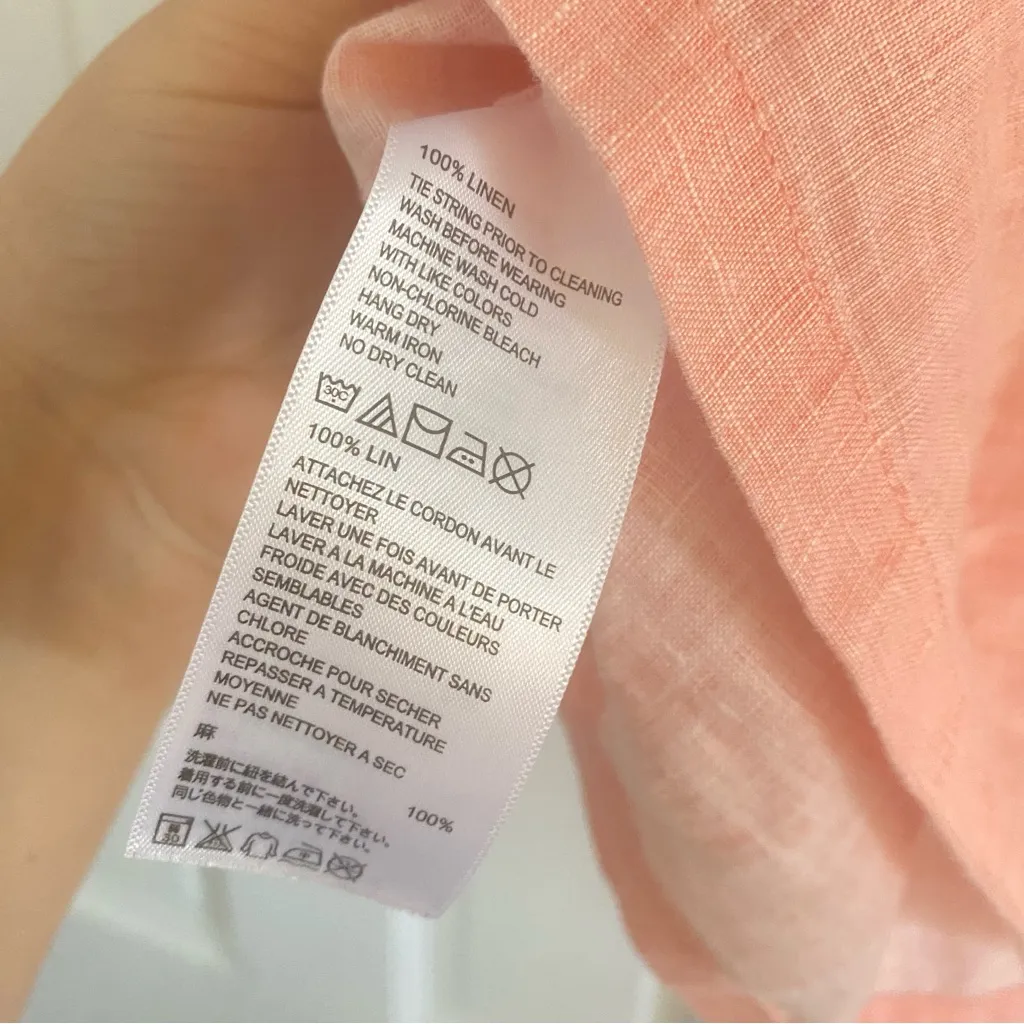 Tommy Bahama Peachy pink 100% linen Sleeveless Top - Image 4