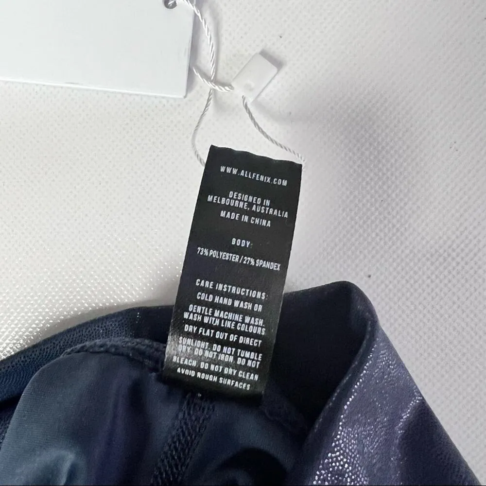 ALLFENIX Women Sporty Athletic Style Liquid Navy Shimmer 7/8 Legging Sz S Blue - Image 10