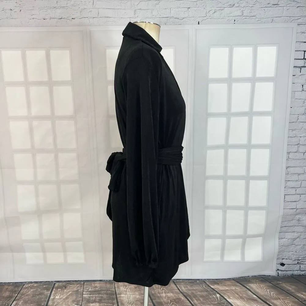 Princess Polly Women's Love Sleeve Collared Belted Wrap Black Mini Dress Size 8 - Image 5