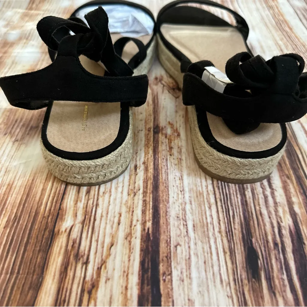 PRETTYLITTLETHING Black Lace Up Espadrille Flatform Sandal - Image 9