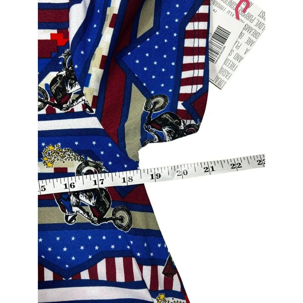 LulaRoe Carly Women's Patriotic Motorcycle Dress - Image 6