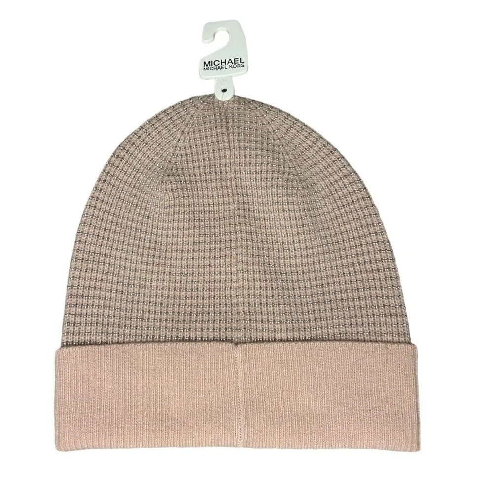 Michael Kors Pink & Silver Knit Beanie Hat NWT - Image 3