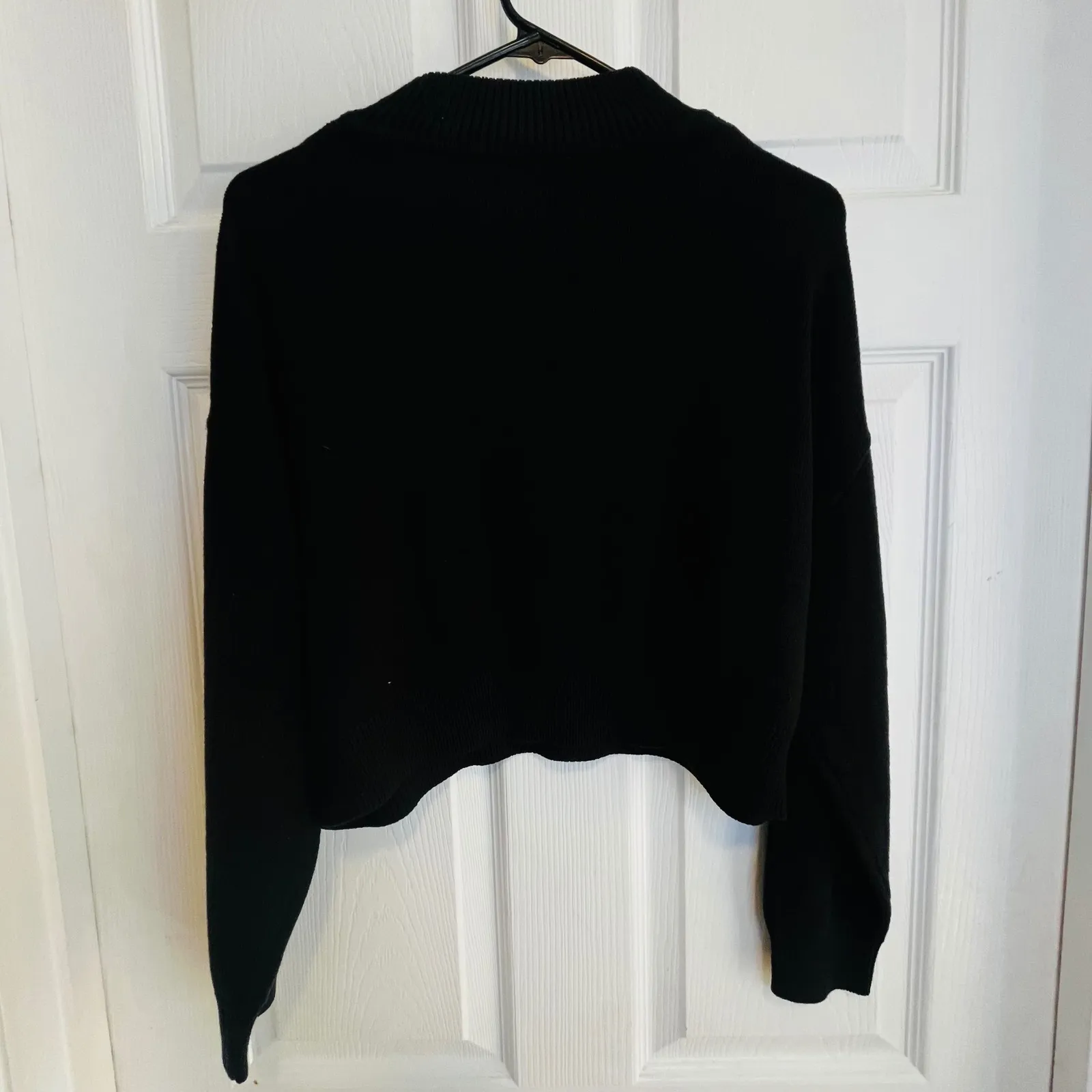 H&M Divided Sweaters Green & Black Mock Neck Cropped Knit Sweater Size M Size M - Image 6