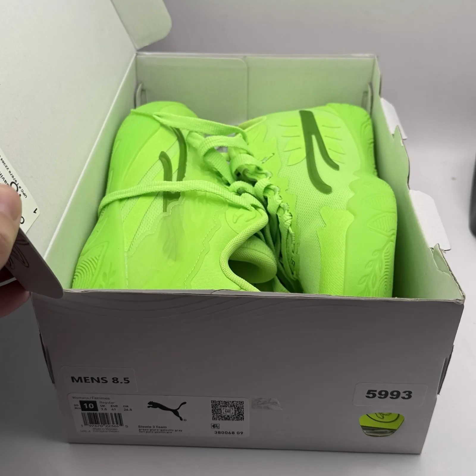 Puma Stewie 3 Team Basketball Green Glare Galactic Sneakers Men's 8.5 Women's 10 - Image 8