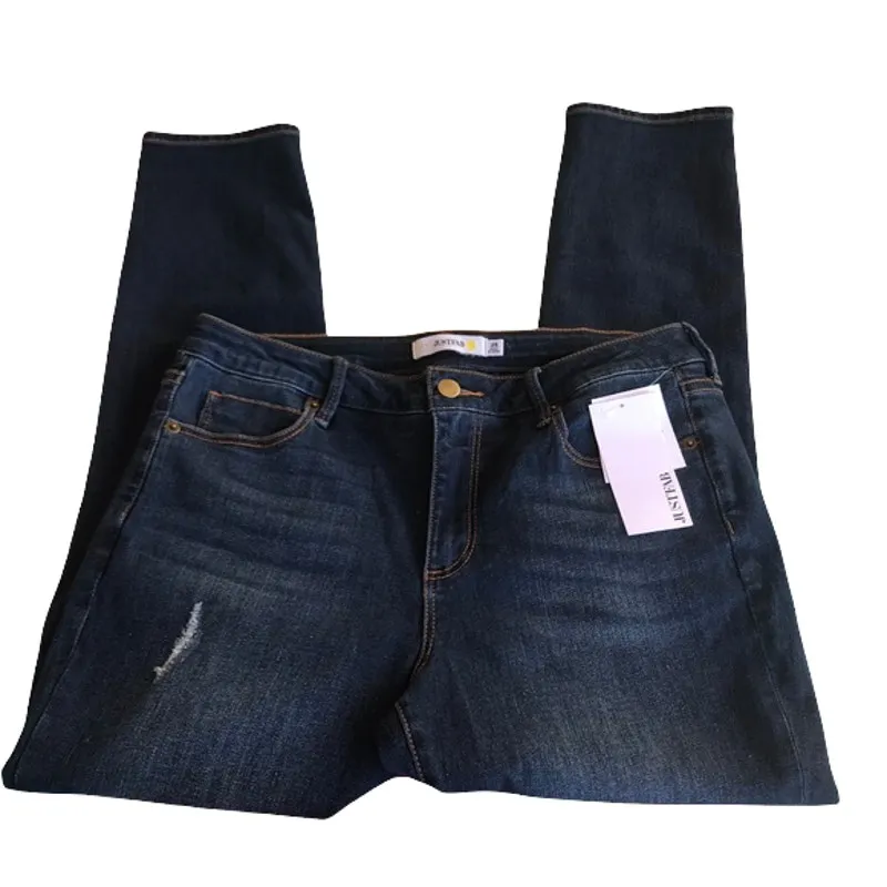 JustFab Womens Jeans Size 28 Just Fab Relaxed Slim Distressed Blue‎ Night Rider - Image 5