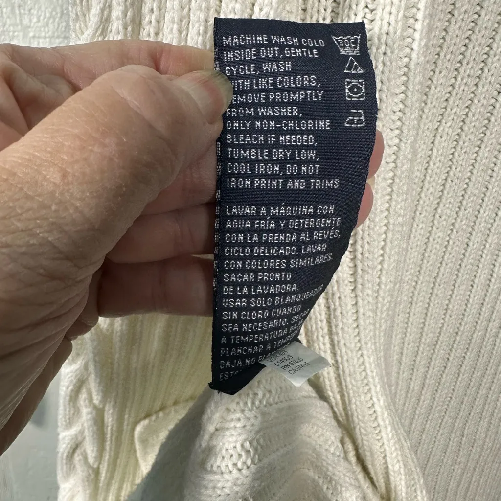 Nautica Womens Single Cable Knit Tunic Off White Sweater Size Medium EUC - Image 10