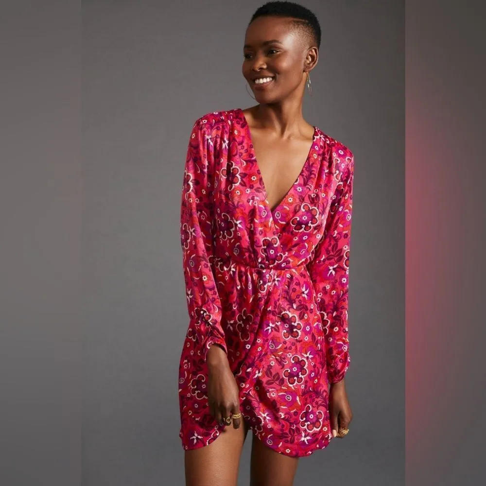 Maeve By Anthropologie Size Medium Wrap Front Tulip Hem Long Sleeve Dress - Image 2