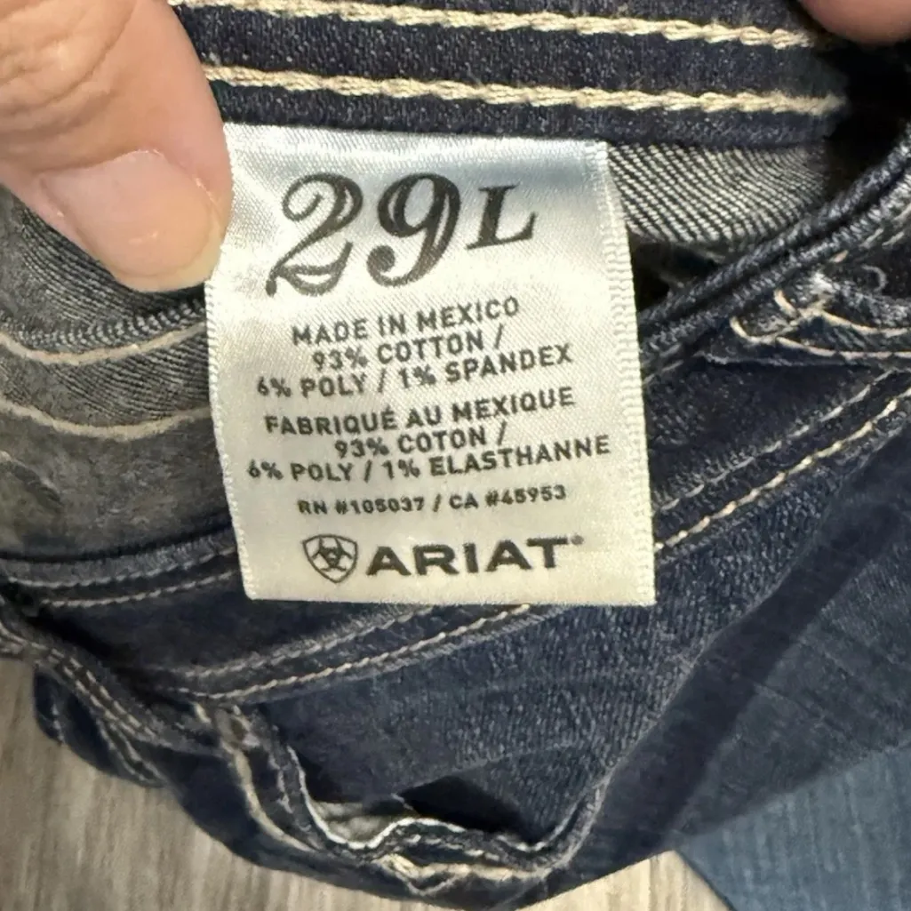 Ariat Women’s Darkwash ARIAT Jeans 29 X 33 TURQUOISE Embellished Long EUC - Image 10