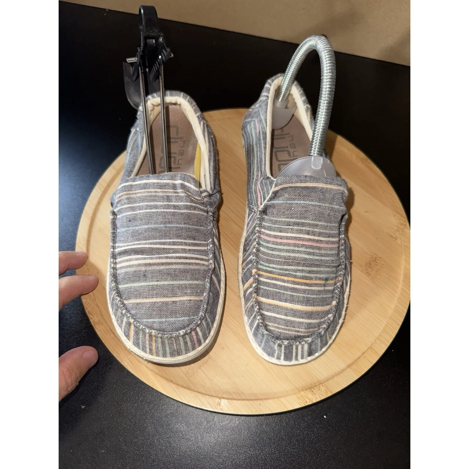 Hey Dude Misty Chambray Stripes Blue‎ Loafer Shoe Comfort Academia Casual Size 6 - Image 4