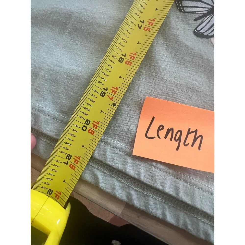 Zoe + Liv Baggy Butterfly Sage Green Crop Top Shirt Boxy T-Shirt Size Large L - Image 7