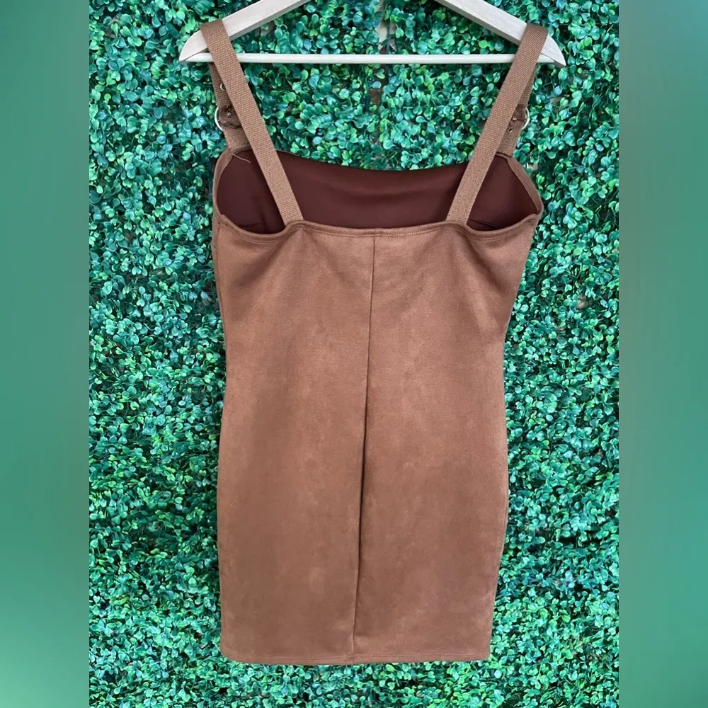 - Chestnut Colored Faux Suede Dress W/ Adjustable Straps | Sz Large - Image 3