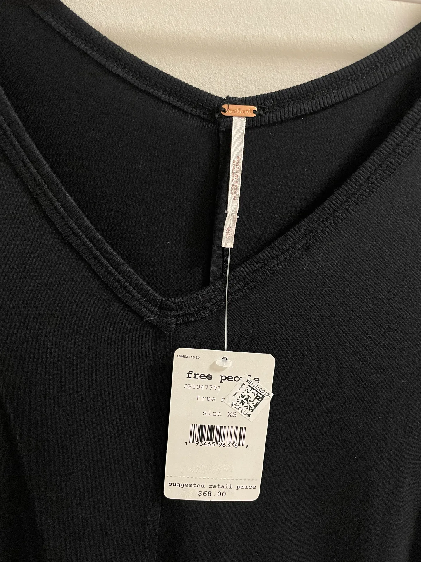 Free People Black  Long Sleeve V Neck Shirt NWT - Image 2