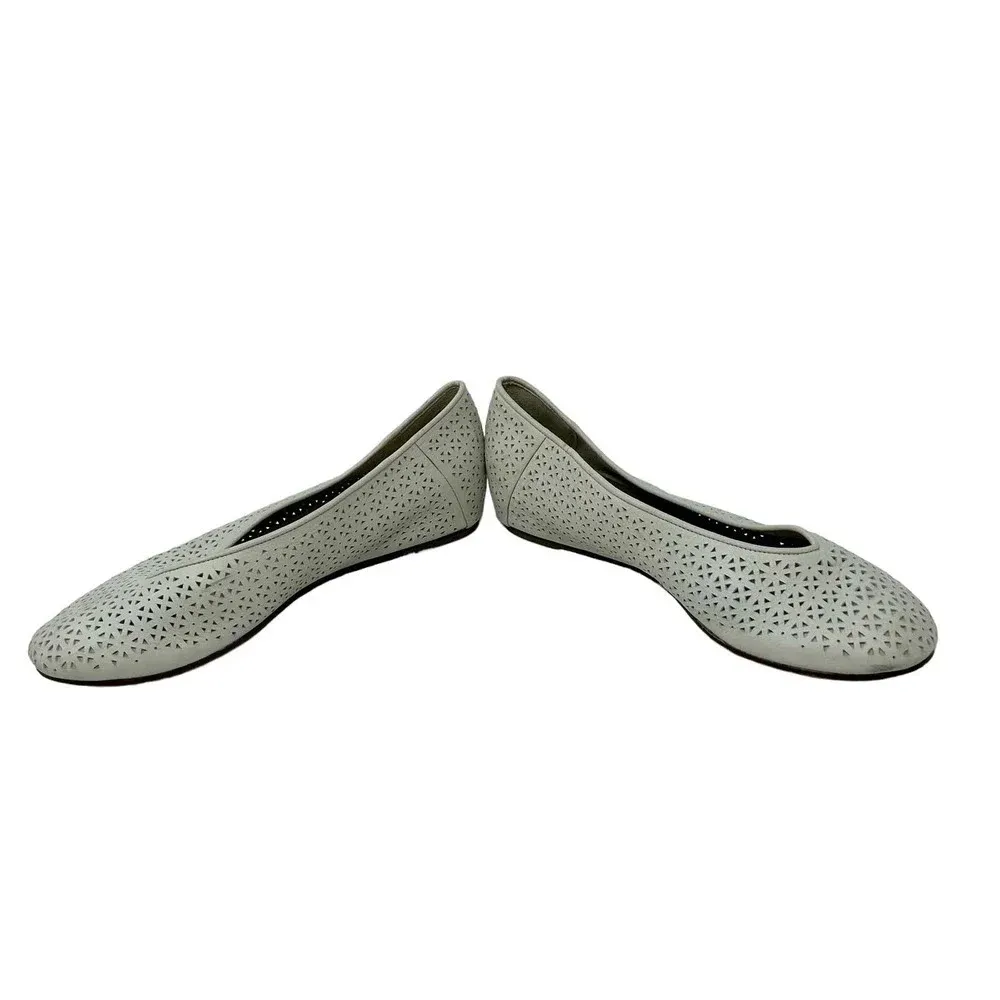 Eileen Fisher‎ White Lasercut Leather Ballet Flats Size US 8.5 - Image 6