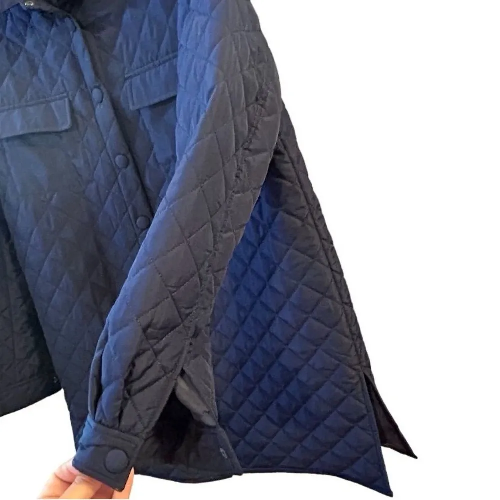 Jones New York Women's Quilted Pea Coat Navy Blue Double-Breasted Size S - Image 5