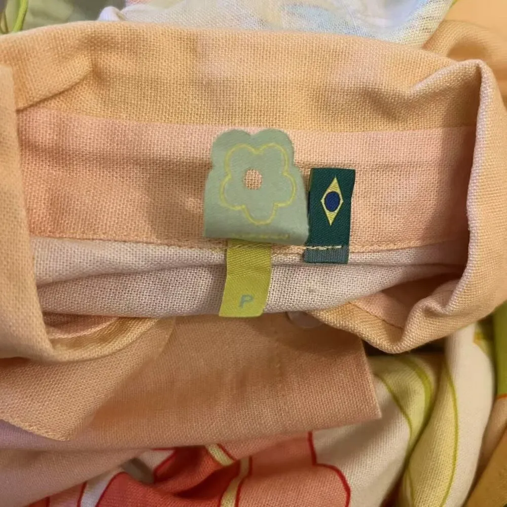 NWOT Farm Rio Linen blend Floral Midi Shirt Dress Size S Hawaiian Tropical - Image 9