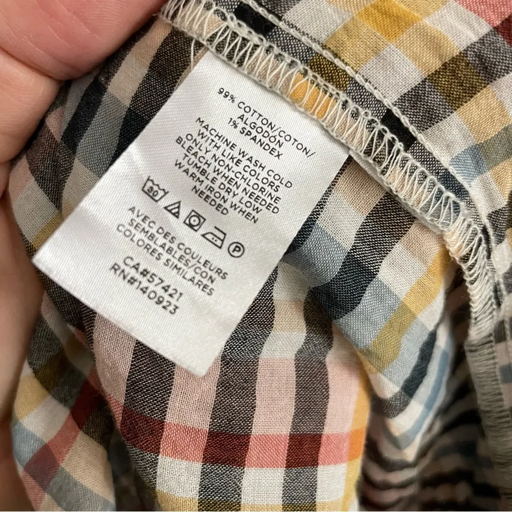 Loft Dress Midi Lightweight Plaid Tiered Cotton Cottagecore Pink Yellow Black - Image 10