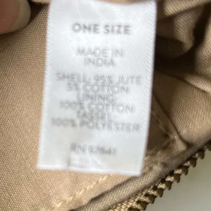 J.Jill Woven Jute Tassel Wristlet Clutch Striped Tan Navy‎ Orange Boho Bag - Image 7