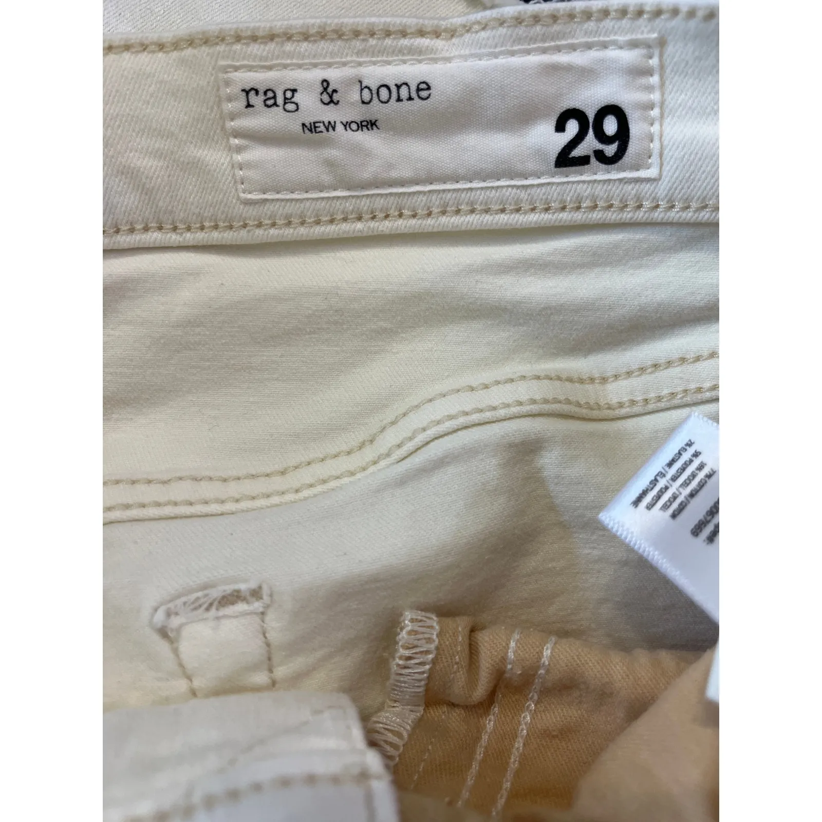 Rag & Bone Peyton Mid Rise Bootcut Jeans Ecru White Denim Sz 29 - Image 2