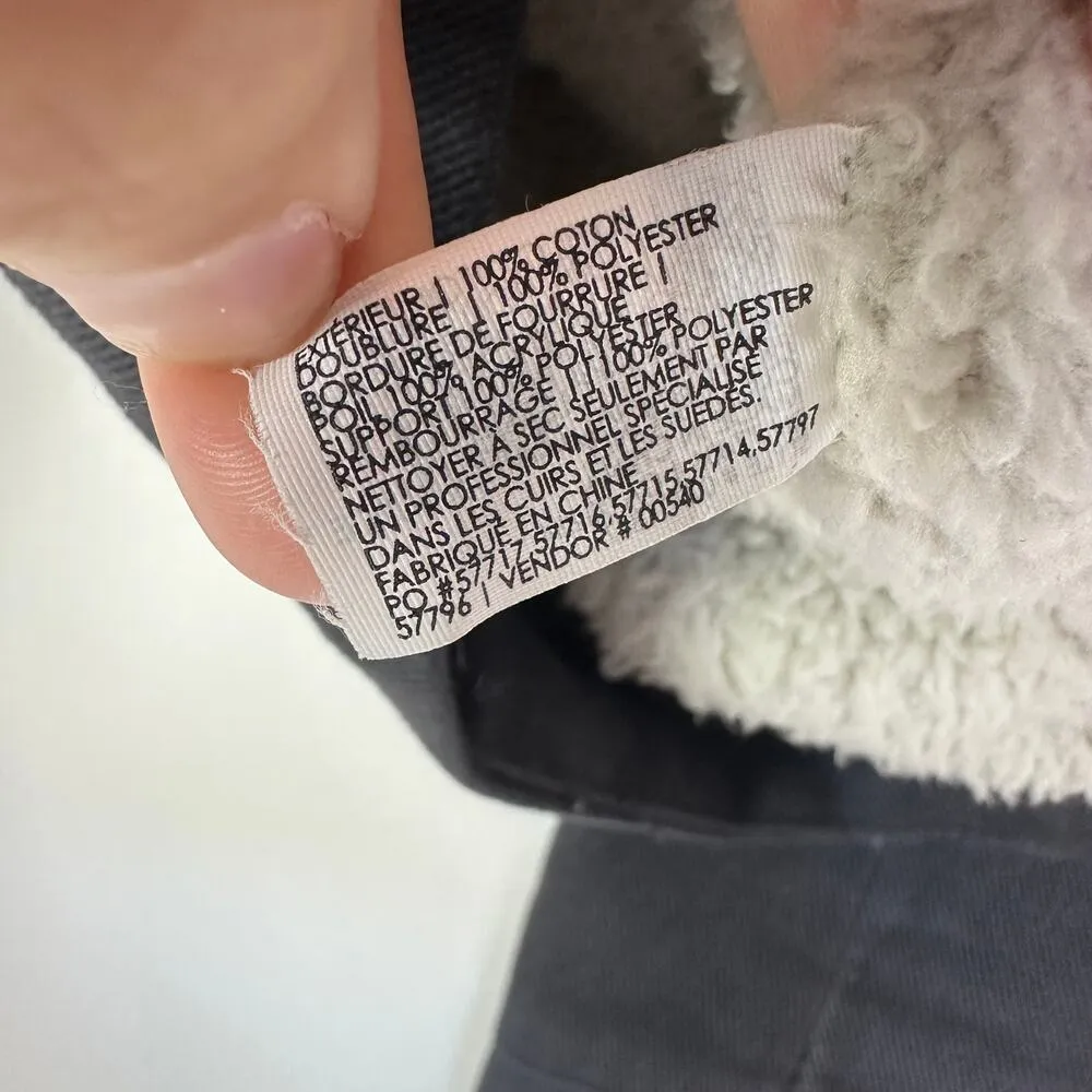 Club Monaco Krisi Gray Faux Fur Collar Asymmetrical Zip Twill Moto Jacket - Image 3