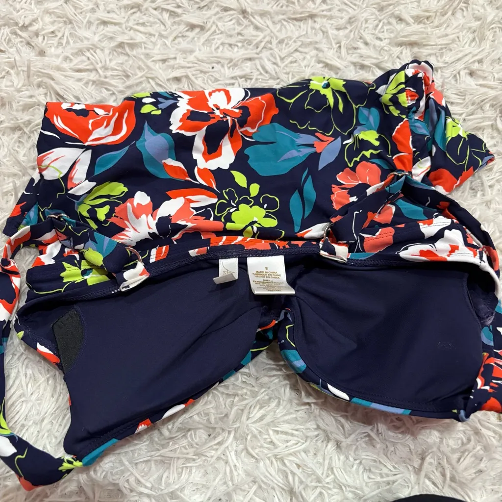 Anne Cole Floral Tankini Swimsuit Top multicolor navy blue size small - Image 5