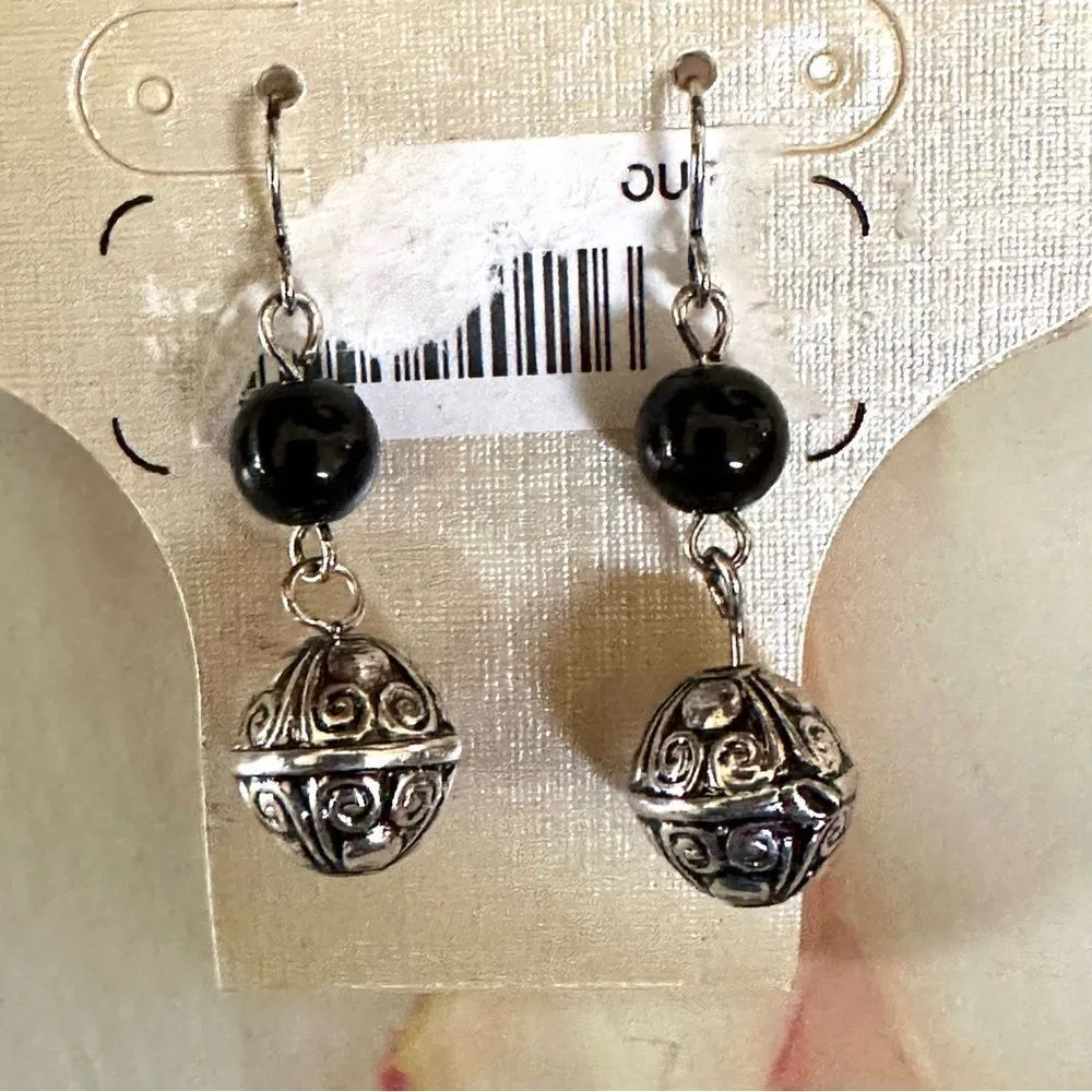 Cato Black and silver tone drop earrings - Image 9