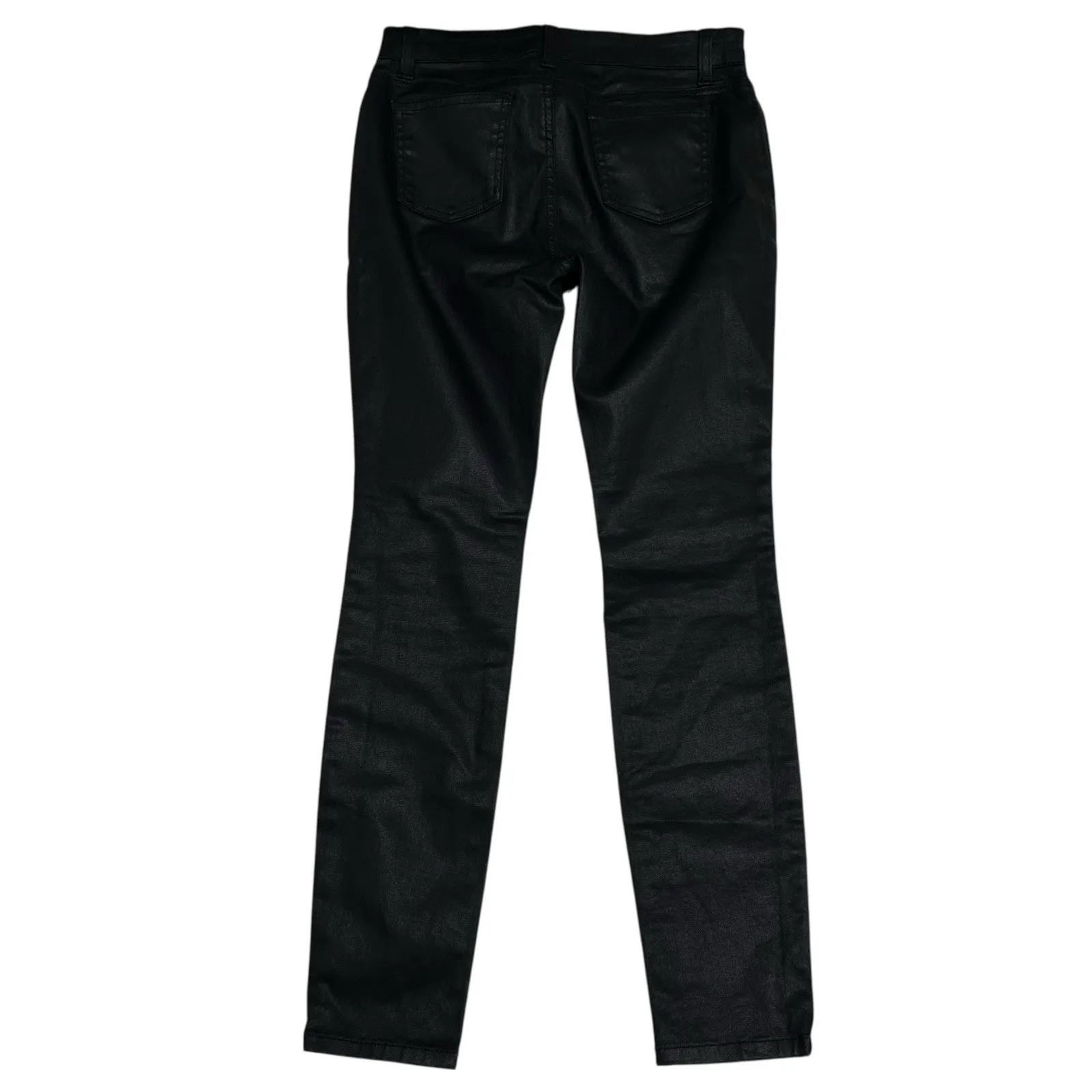 EILEEN FISHER Waxed Skinny Jeans Black Coated Organic Cotton Denim Size 4P‎ - Image 5