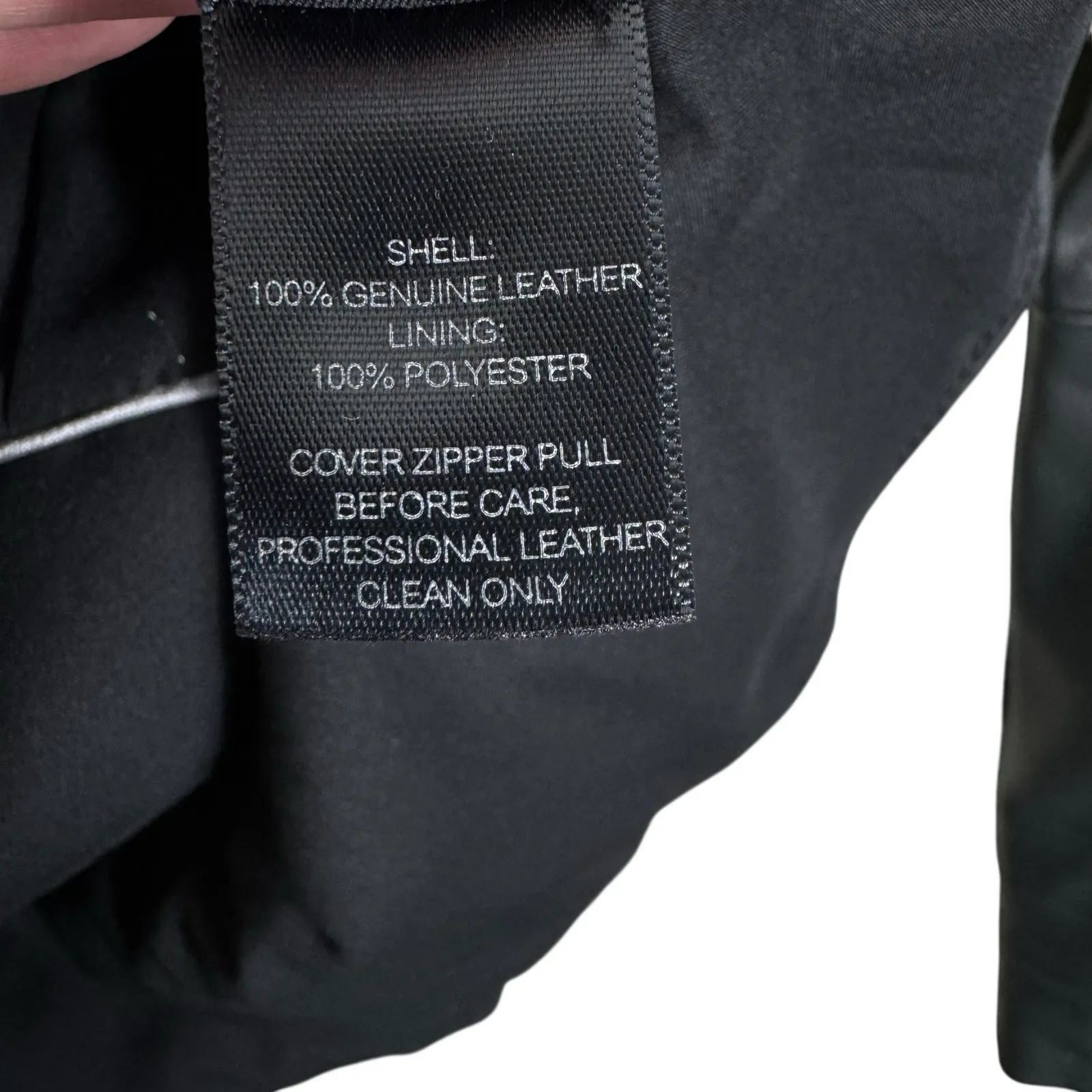 White House Black Market Black Leather Ruffled Collared Full Zip Moto Jacket XS - Image 6