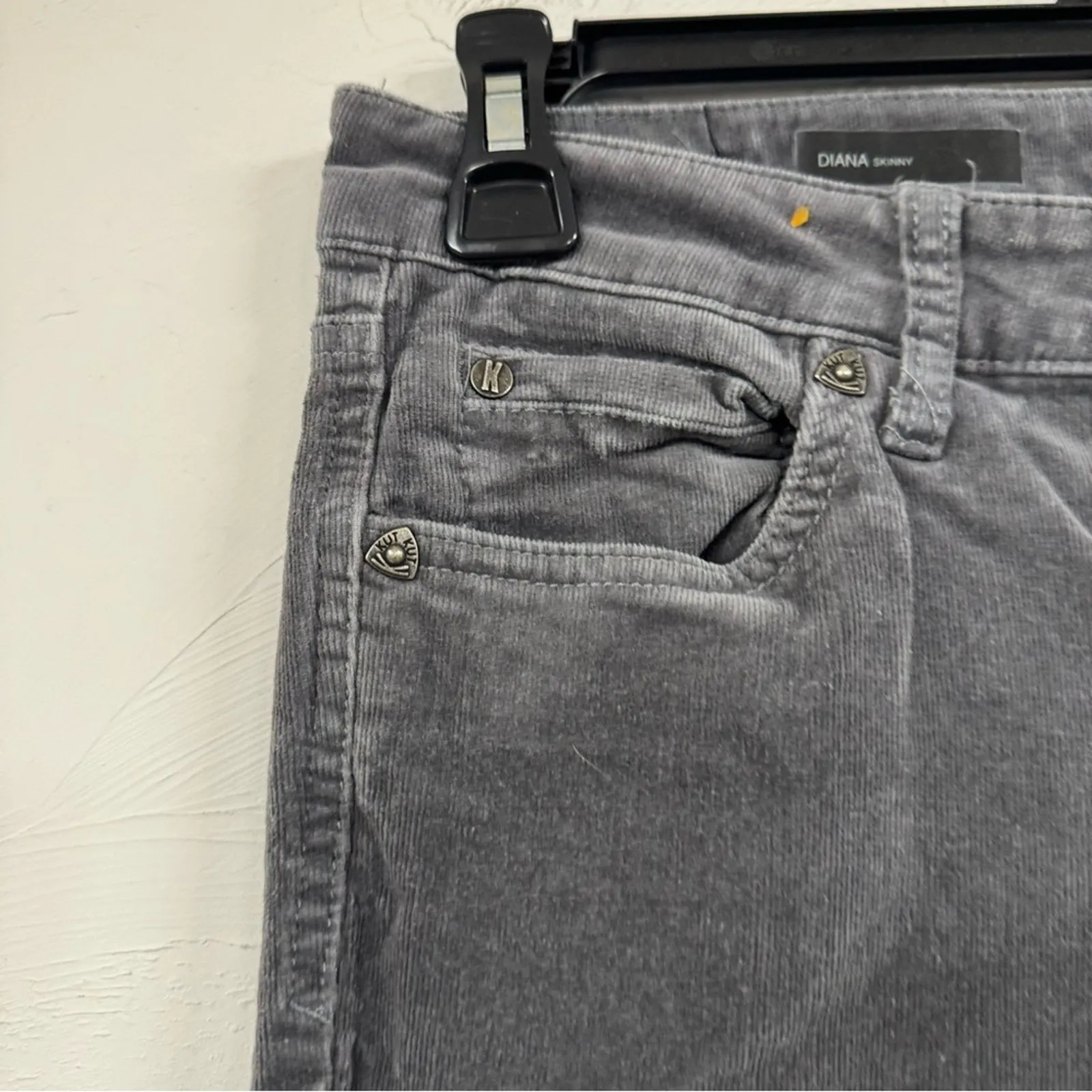 Kut From The Kloth Grey Corduroy Slim Fit Womens Pants Danna Skinny 4 - Image 2