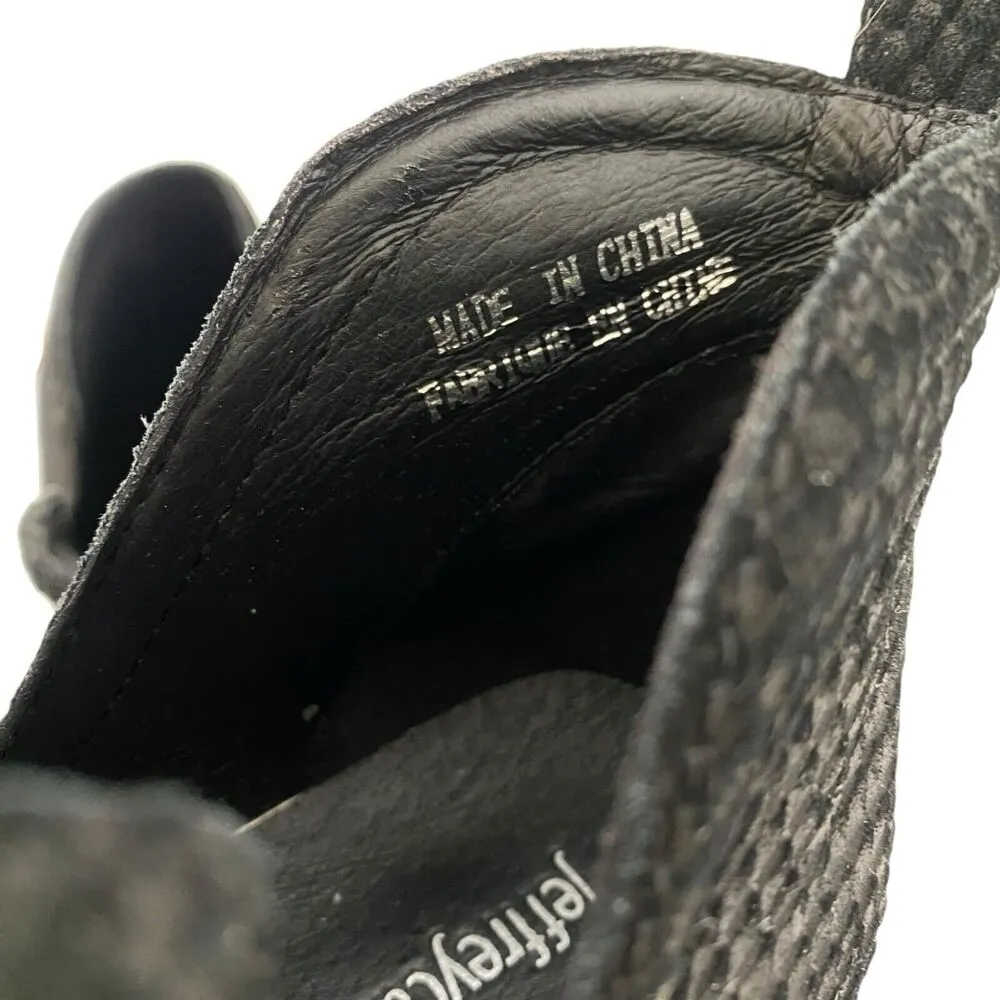 JEFFREY CAMPBELL Rosee Bootie Black Suede Leather Stacked Heel Bootie Women's 10 - Image 9