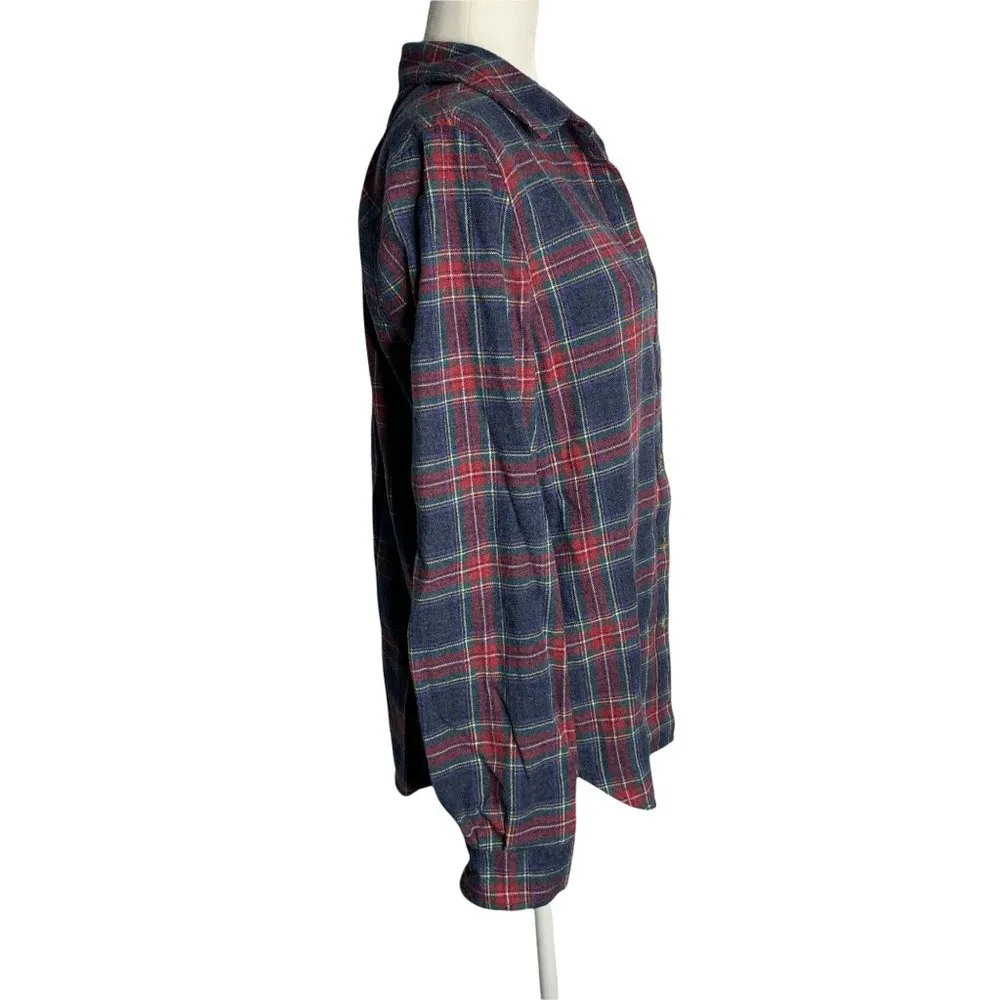 Aeropostale Boyfriend Fit Flannel Shirt M Blue Plaid Button Up Chest Pocket - Image 5