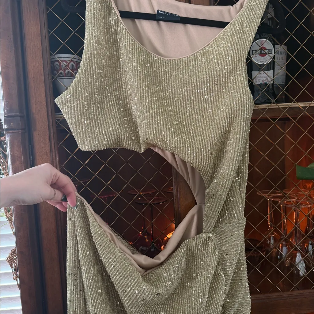 ASOS Gold Cut-Out Midi Dress - Image 3