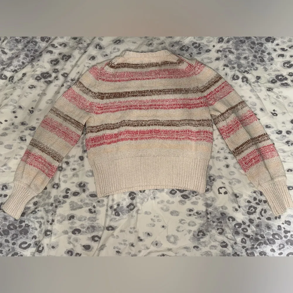J. Crew Bouclé crewneck sweater in wide stripe Dusty Ivory Apricot - Image 4